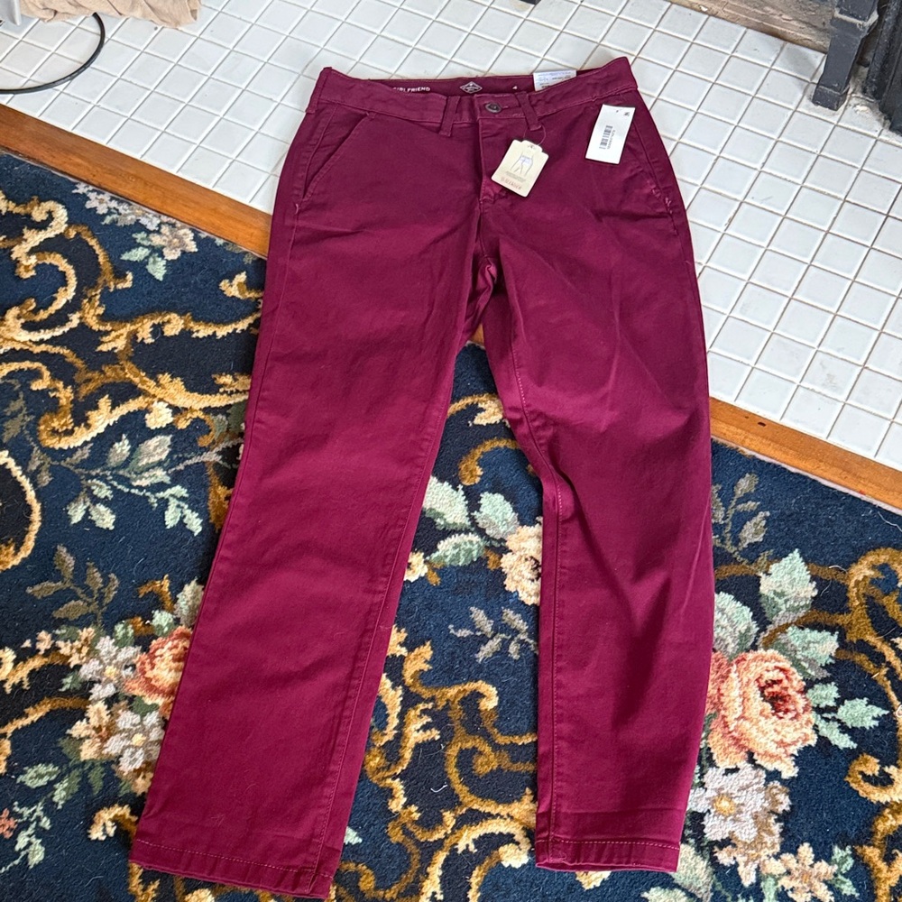 St. John's Bay Women's Girlfriend Chino Pants in Deep Ruby - NWT.